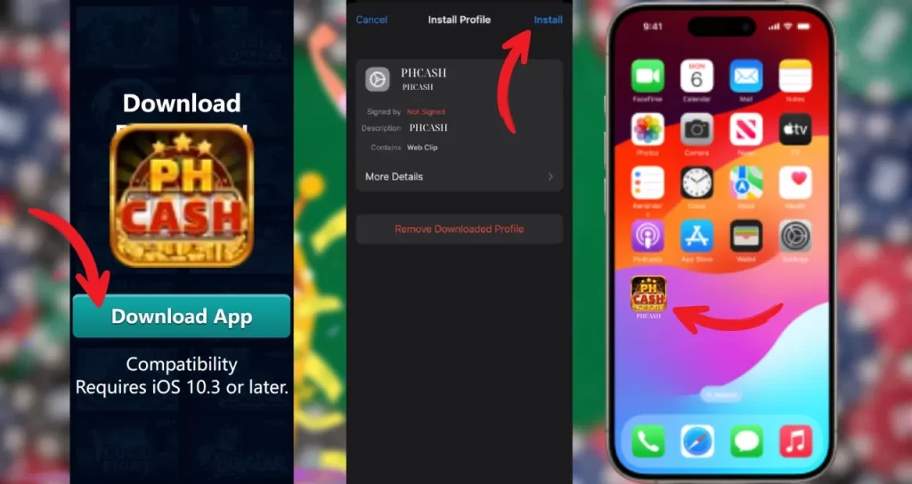 PHCASH Install App iOS
